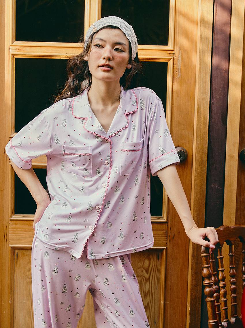 Sabina x Momorei เซ็ตชุดนอนเสื้อแขนสั้น กางเกงขายาว